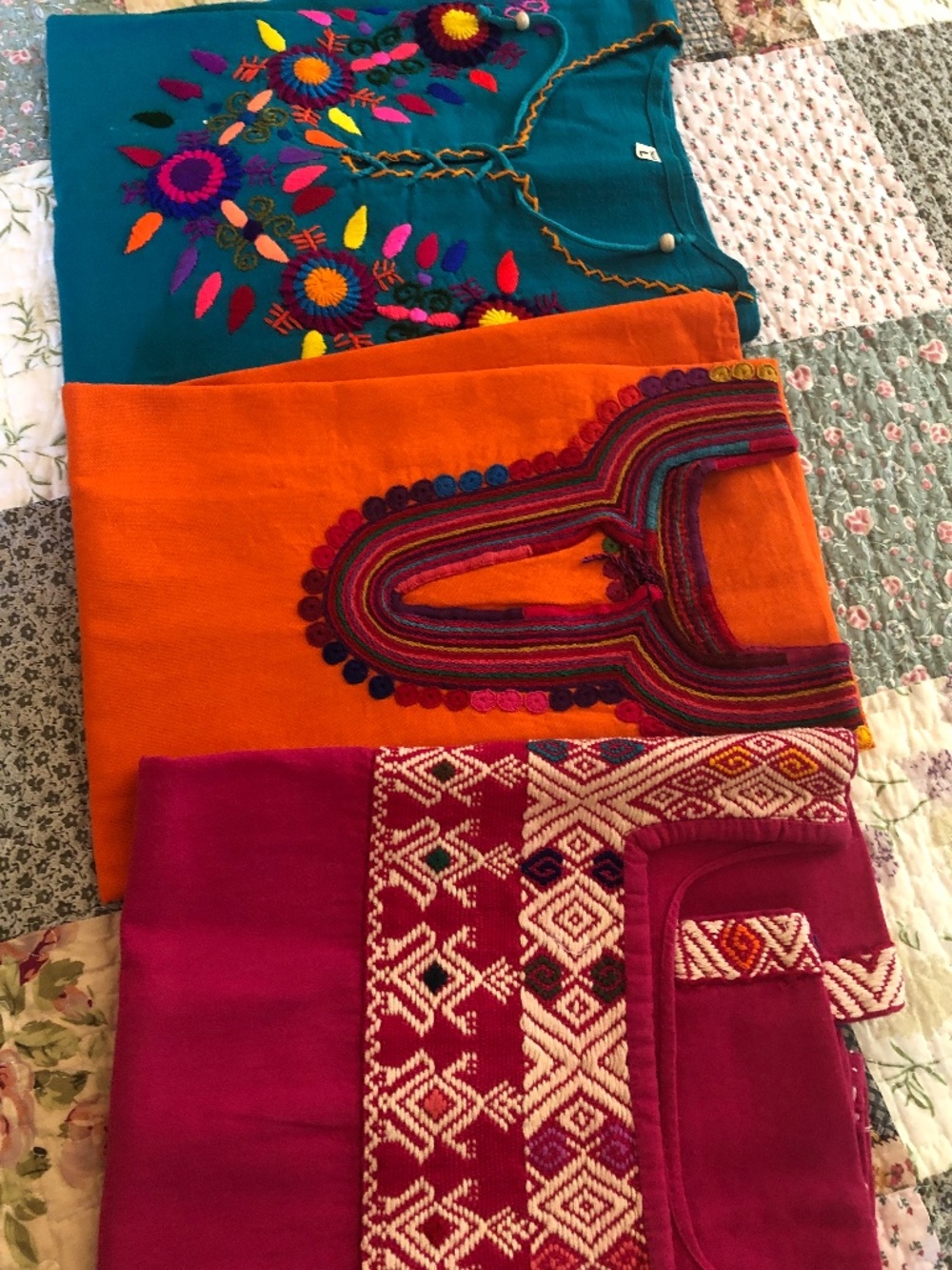 Set of three Hand embroidered top